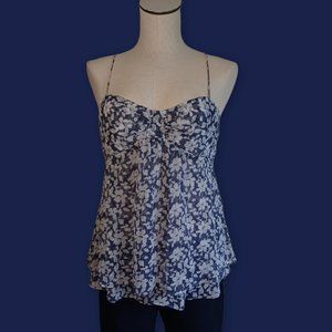 AMERICAN EAGLE • Medium Jrs • slightly sheer floral top spaghetti straps AEO